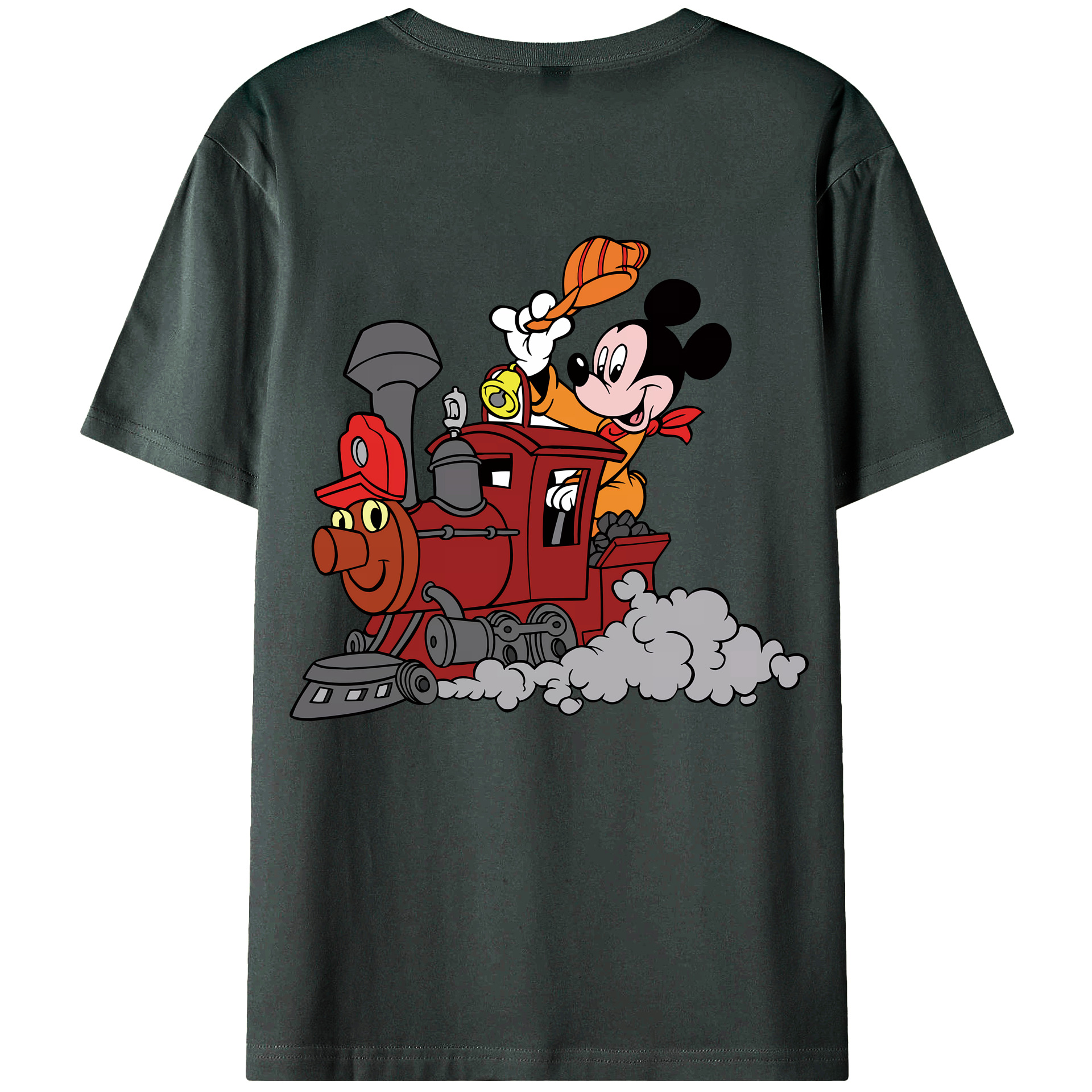 （画像用） ミッキーマウス Mickey Mouse 綿100％ メンズ半袖Tシャツ（バックプリント） 通気性